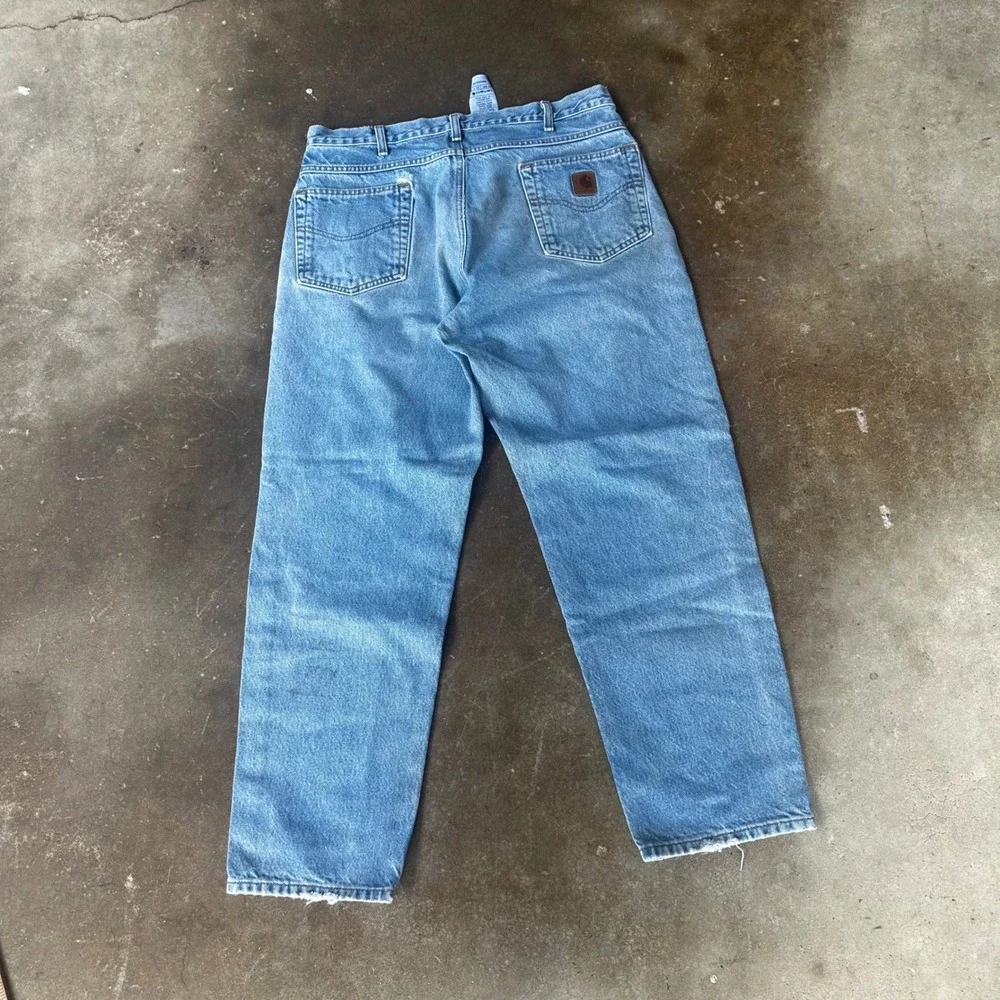 Carhartt B17 Relaxed Fit Jeans Mens 36x30 Blue Fair Distressed Workwear Denim
